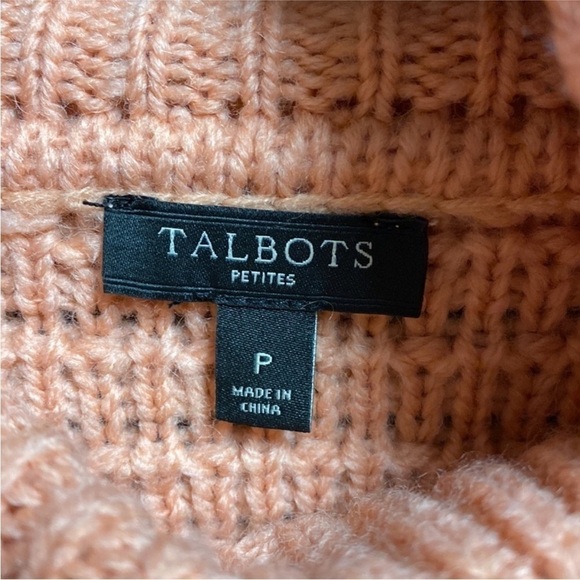 TALBOTS Chunky Cowl Neck Wool Blend Sweater Peach Sz Petite - Picture 4 of 5
